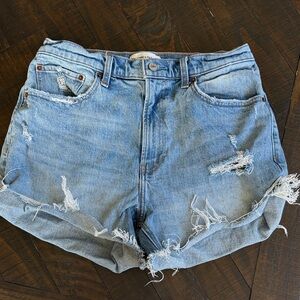 Abercrombie & Fitch Light Blue Distressed curve love  Jean Shorts